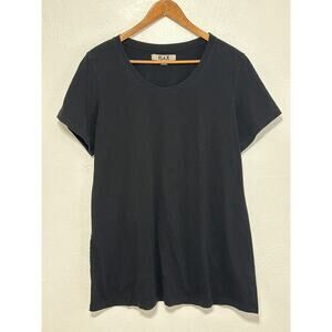 Flax Slub Cotton Soft T-Shirt Tunic Top Dress M Black Classic Lagenlook Luxury